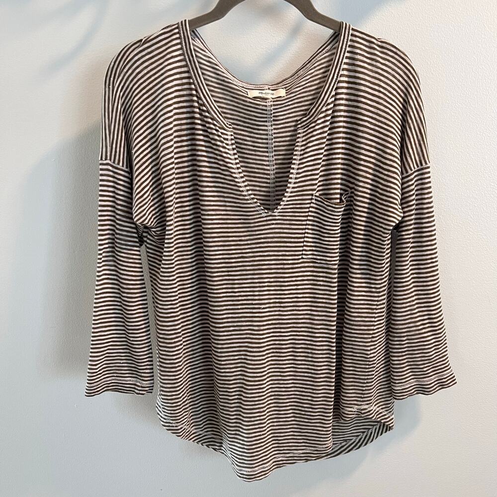 Madewell Striped 100% Linen Top Size XS